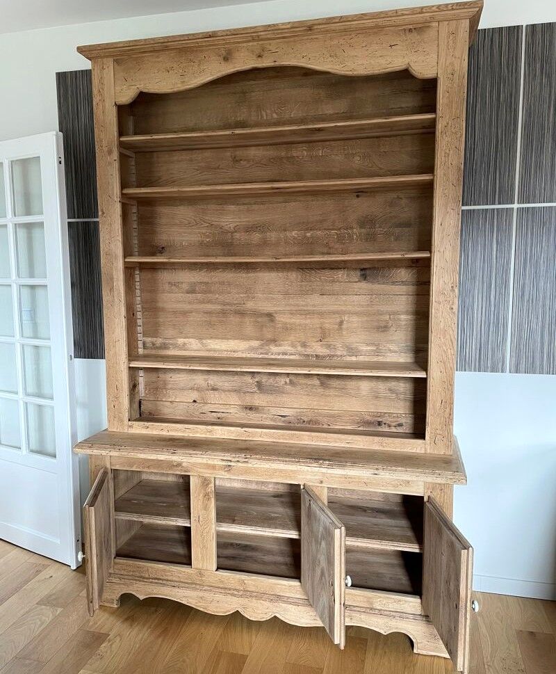Restored two-body oak sideboard/bookcase