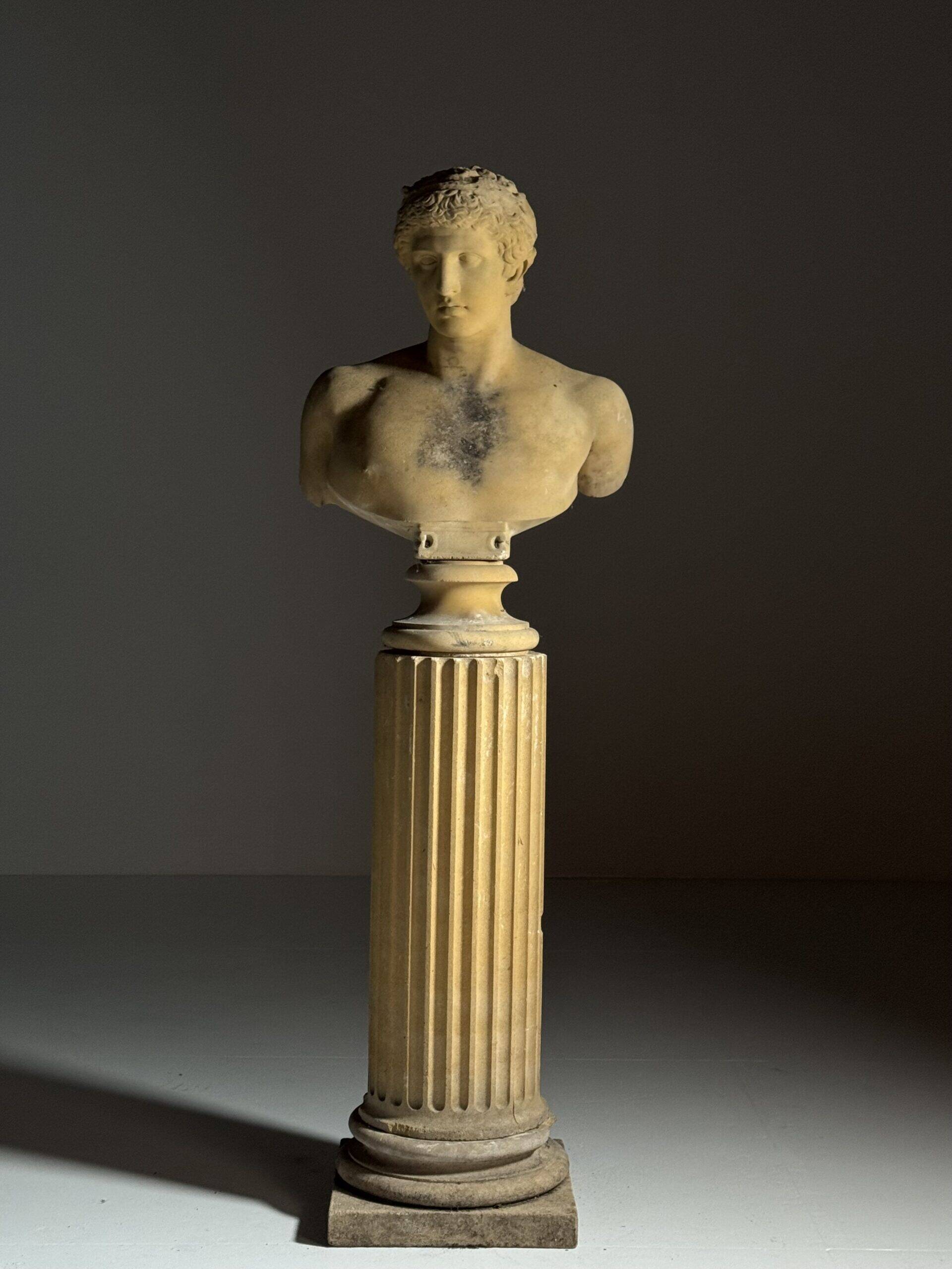 Bust on pedestal 20th century Antinous