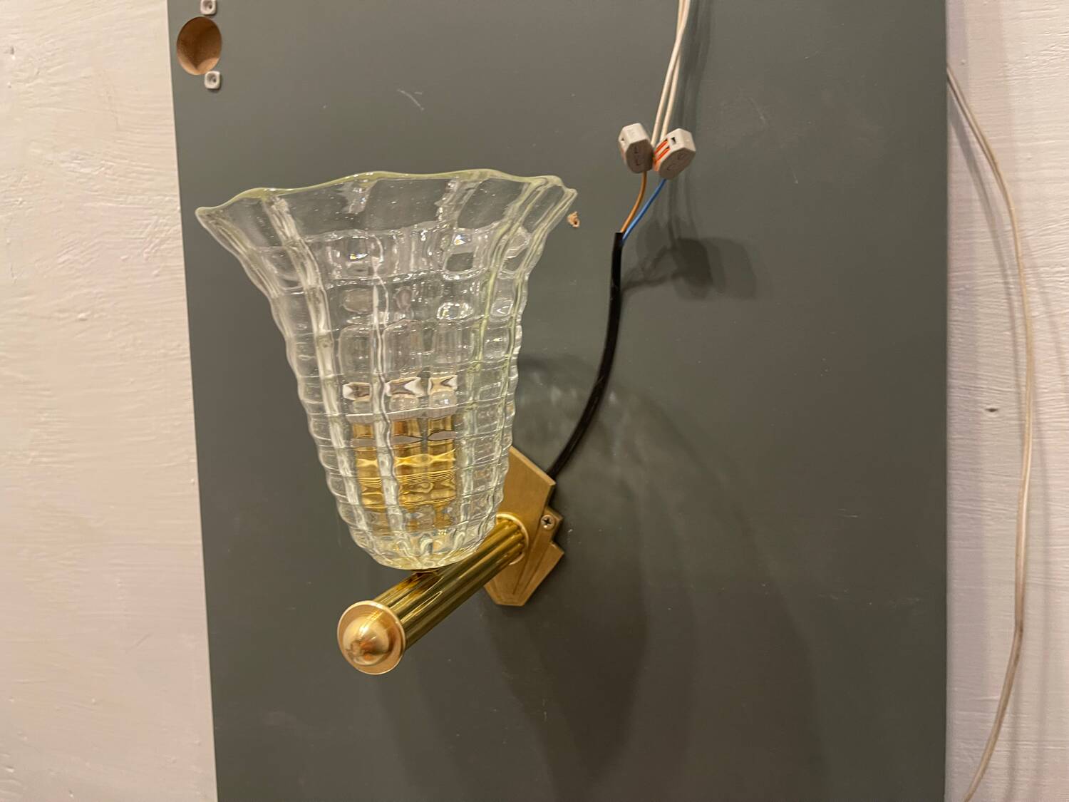 Murano Glass Brass Wall Sconces Set of 2 1980’s