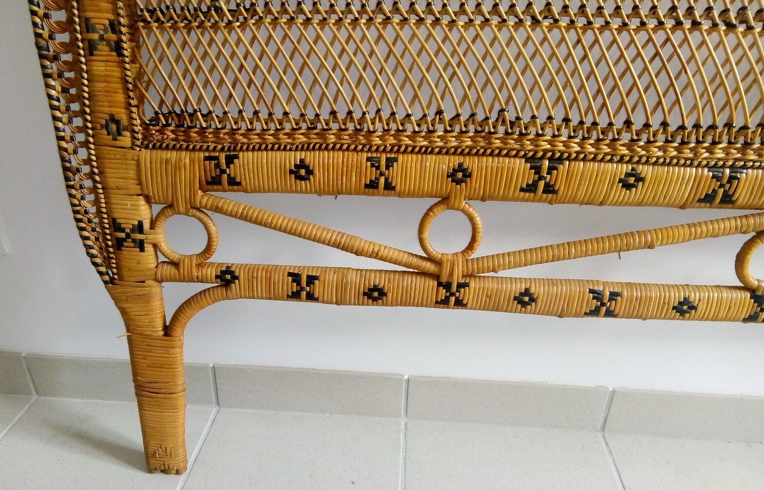 Vintage rattan headboard 160