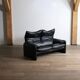 Cassina Maralunga Two Seater Sofa In Black Leather By Vico Magistretti 1970