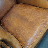 Fauteuil club vintage en cuir couleur cognac Pays-Bas