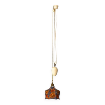 Chandelier avec abat-jour en verre, années 1920