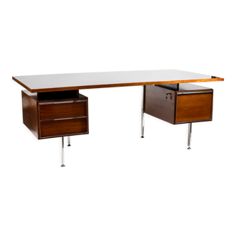 Bureau en teck et métal chromé années 1970