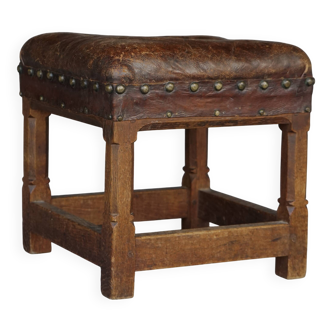 Small Leather Stool by Gordon Russell for Russell & Sons. 1920s