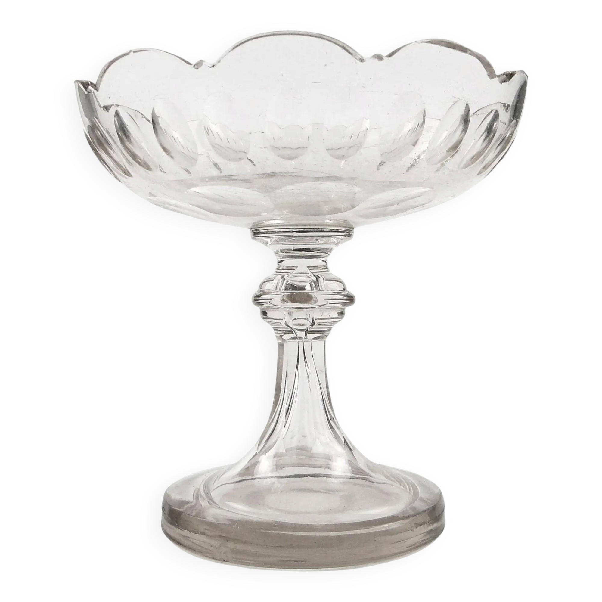 Biedermeier compote, transparent crystal, Czechia, 19th century