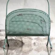 Vintage design metal magazine rack in mint green, Mathieu Matégot style
