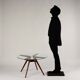 Vintage coffee table in beech and glass Argentina 1950s