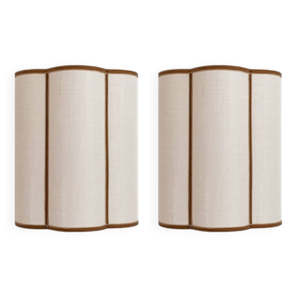 Pair of ecru jute and bronze velvet wall sconces