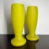 Pair of Art Deco yellow glass paste vases