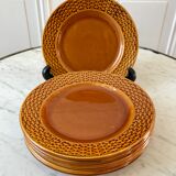 Set of 7 digoin Sarreguemines dessert plates in 50s slurry