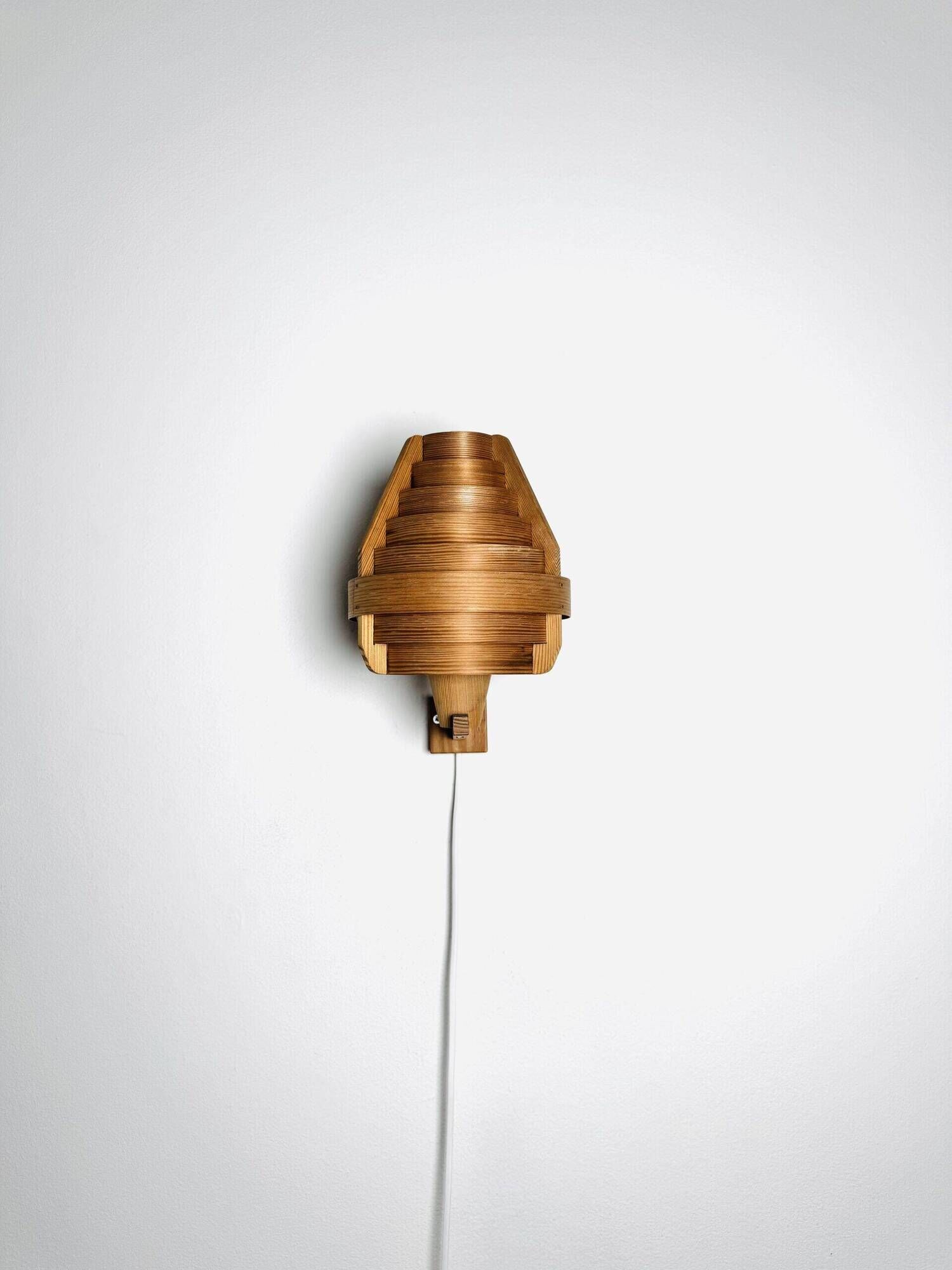 Mounted Pine Veneer Conical Wall Lamp By Hans-Agne Jakobsson For Markaryd, Sweden 1960S
