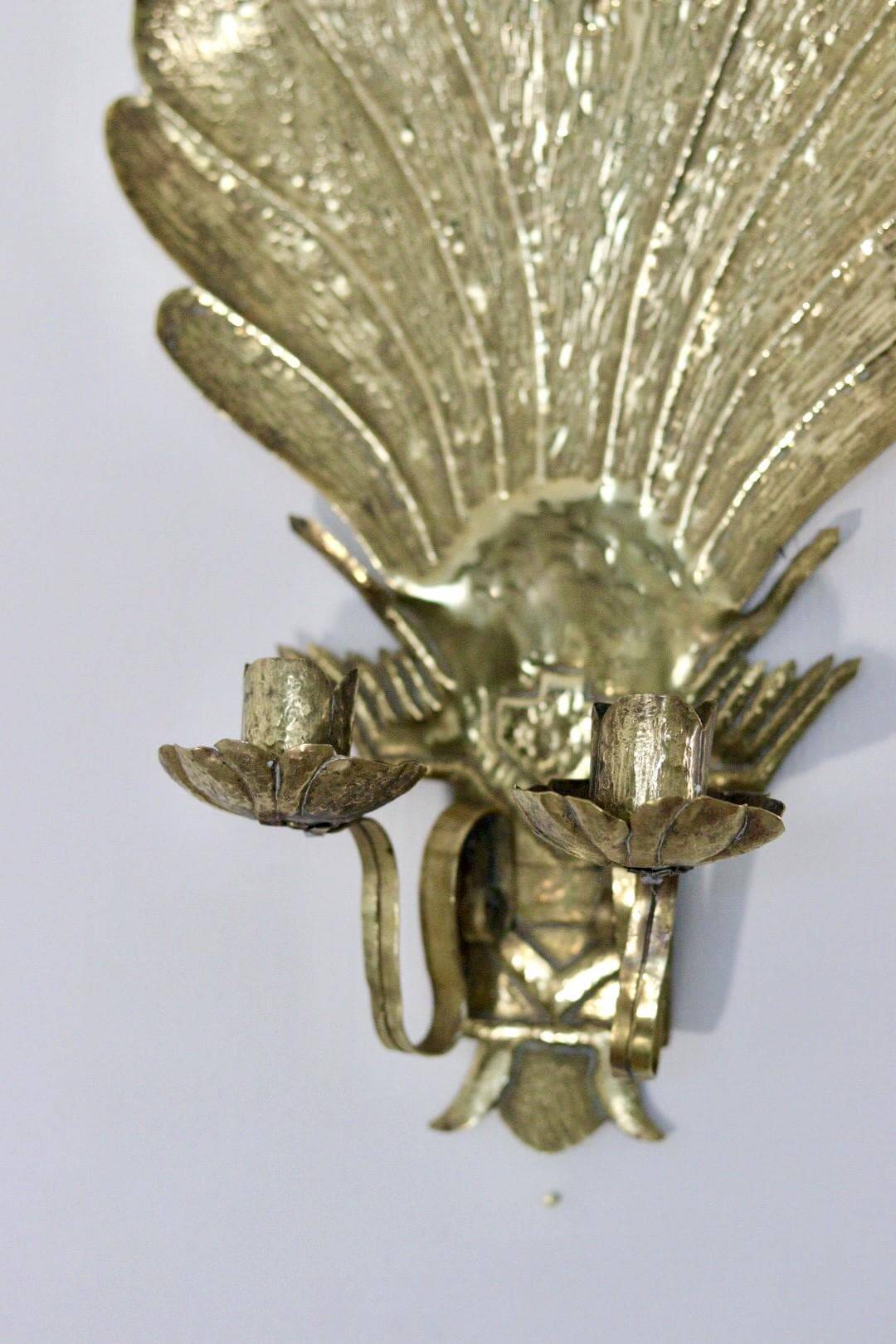 Swedish brass wall sconce from the mid-century for two candles.