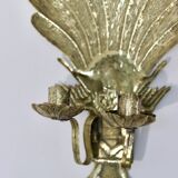 Swedish brass wall sconce from the mid-century for two candles.