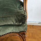 Green shepherdess armchair Louis XV style
