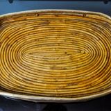 Rattan and brass tray, Italy, 1970