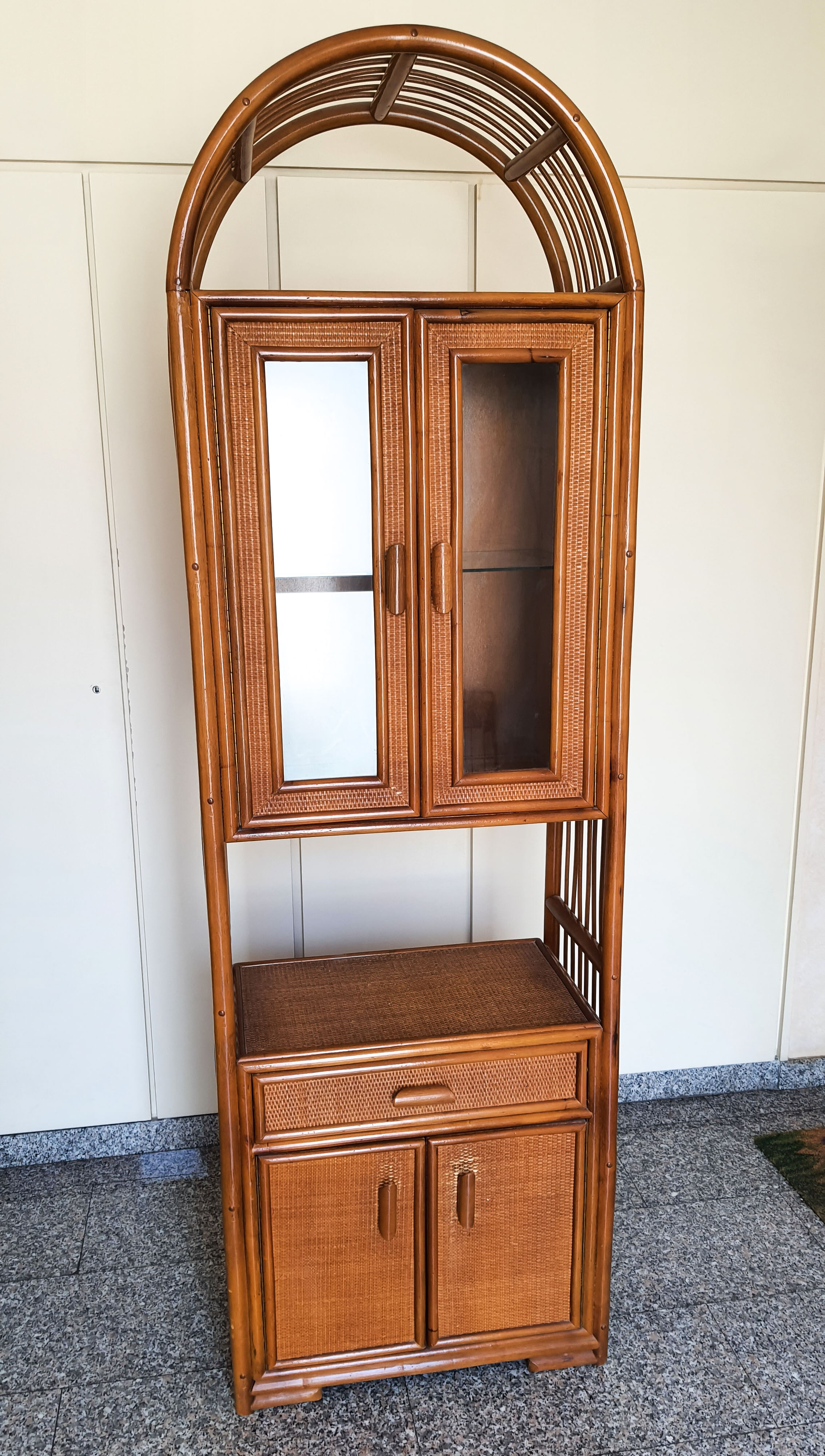 Rattan library and vintage bamboo