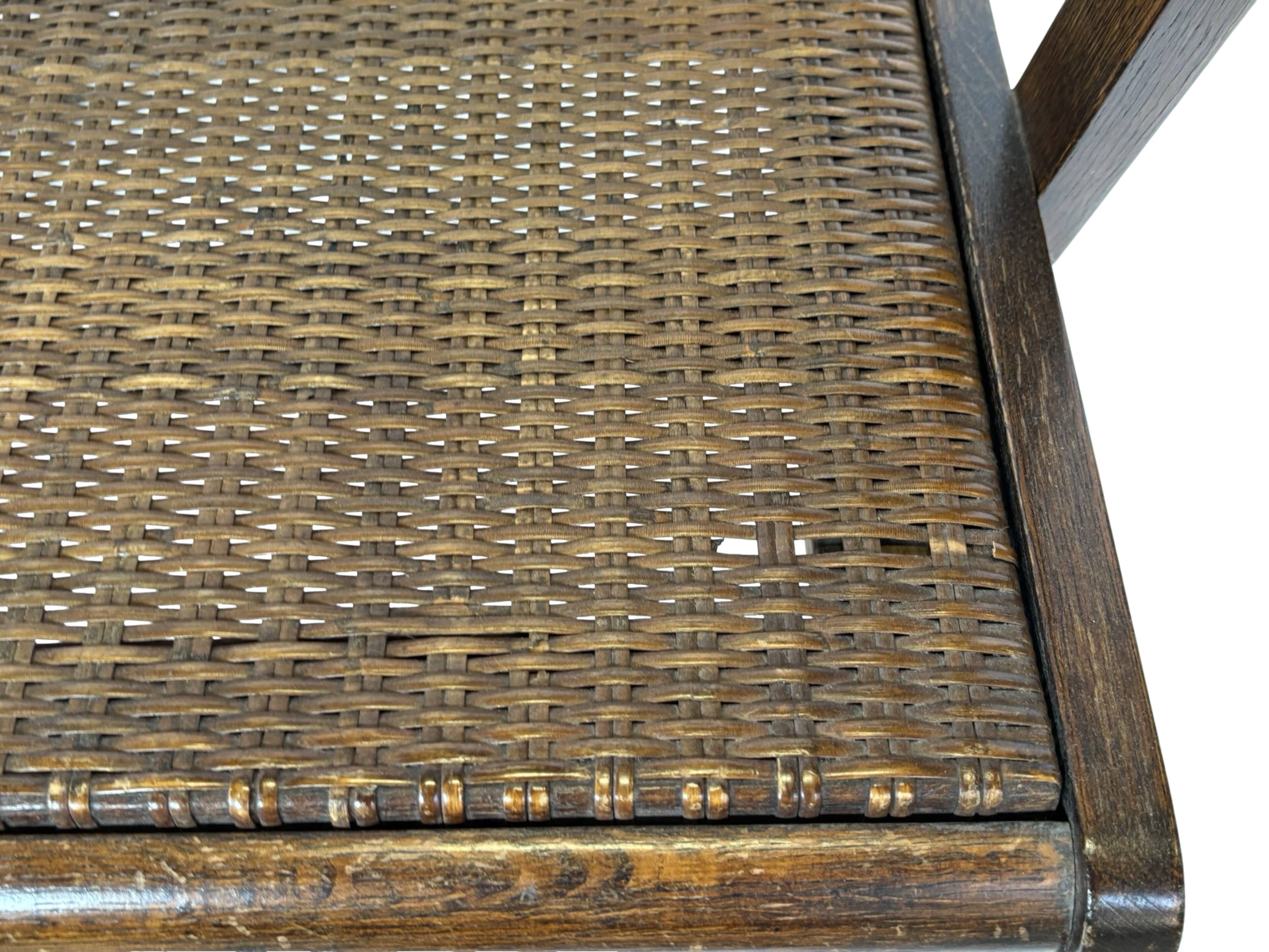 Art Deco oak armchair with webbing 1950s minimalist