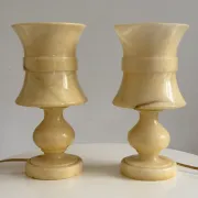 Pair of vintage alabaster lamps from the 1960s.