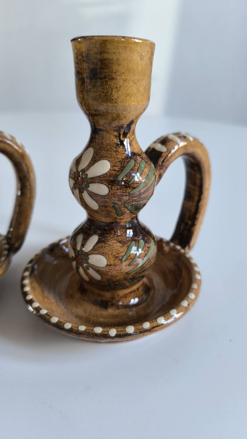 Paire de bougeoirs alsace en grès