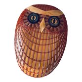 Masque ou totem mural vintage hibou en osier