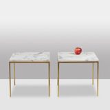 Pair of marble and gilt bronze end tables. 1970s.