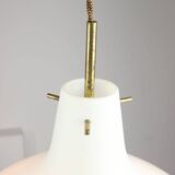 Mid-Century Italian Brass and Opaline Glass Pendant Lamp