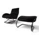 WK Möbel leather lounge chair with ottoman by Robert Haussmann, 1970