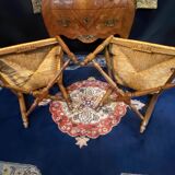 Pair of solid walnut armchairs in Provençal style