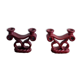 Pair of vintage ceramic candlesticks