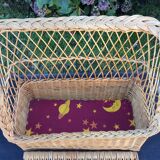 Vintage trunk bench braided rattan