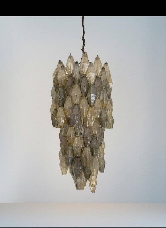 First Edition Murano Glass Poliedri Chandelier attributed to Carlo Scarpa for Venini, 1960s