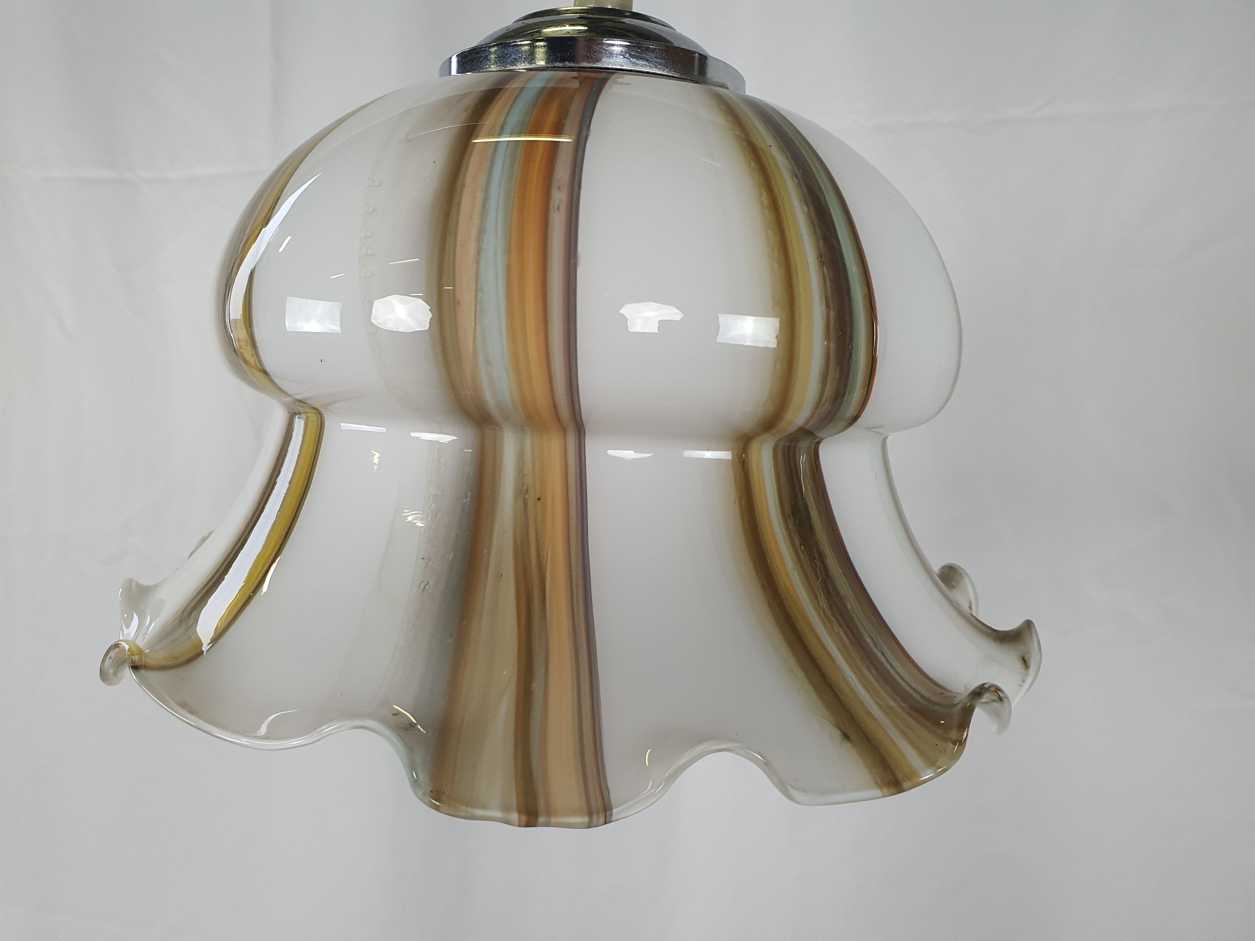 Chandelier in white and multicolored Murano glass