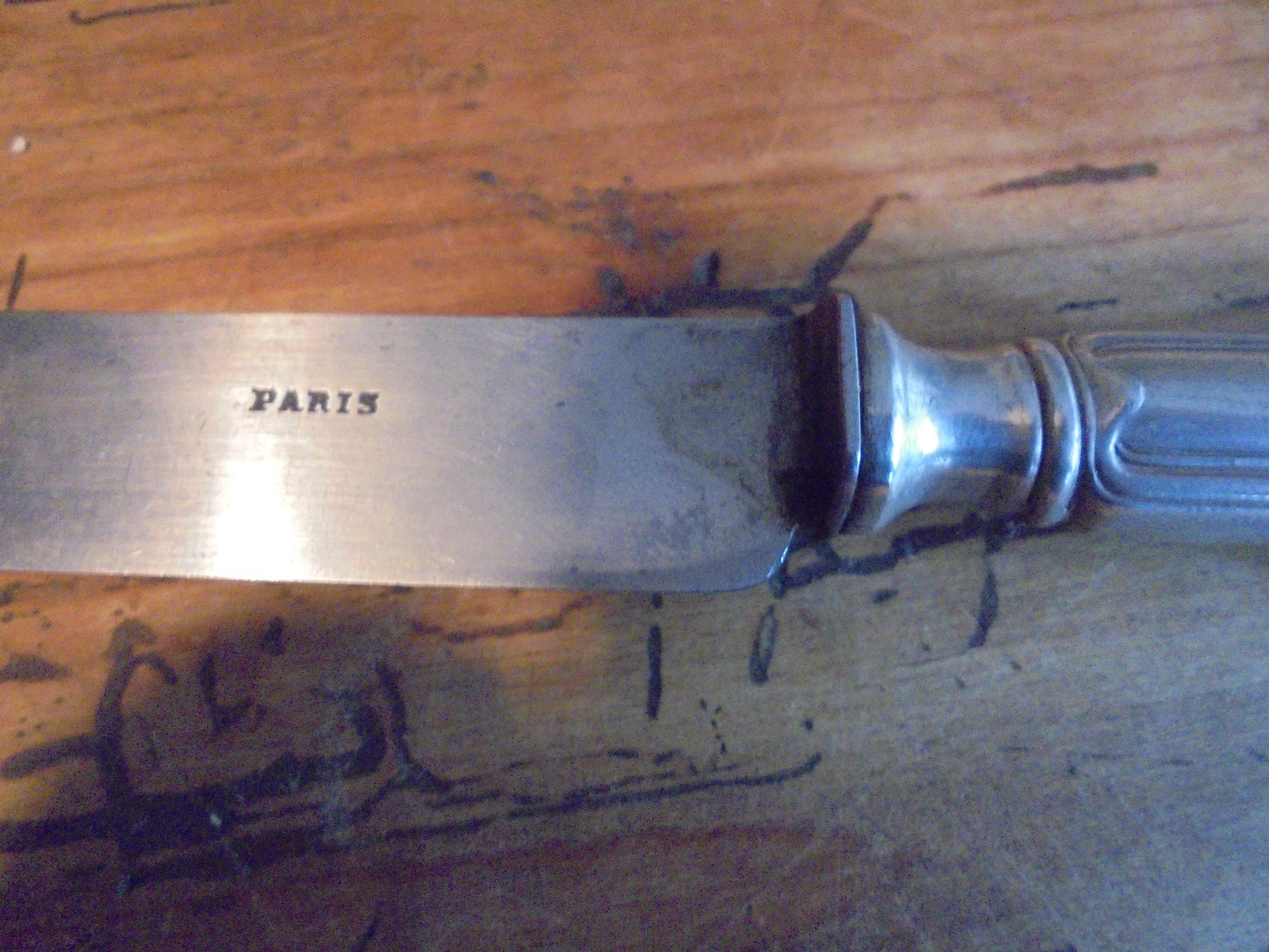 8 old silver metal knives