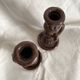 Pair of column candle holders in handmade ceramic
