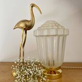Lampe à poser globe vintage art déco en verre dépoli