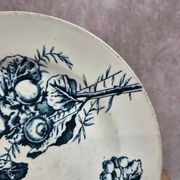 Plate Terre de Fer HB & Cie Choisy-le-Roi – Bird & fruits – 19th century