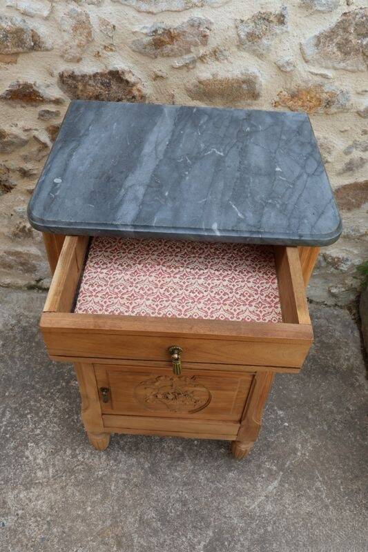 Console / side table / Art Deco bedside table renovated in solid walnut