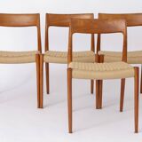 Set of 4 Niels Otto Moller Model 77 Chairs, 1950s – Teak Wood, Renewed Seat