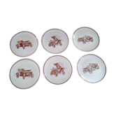 Lot de 6 assiettes à dessert de Gien France pour ufaga automobiles anciennes