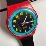Clock watch maxi Swatch 'blue racer' 1987