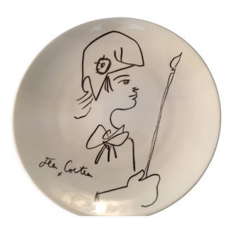 Limoges porcelain plate with drawing by Jean Cocteau