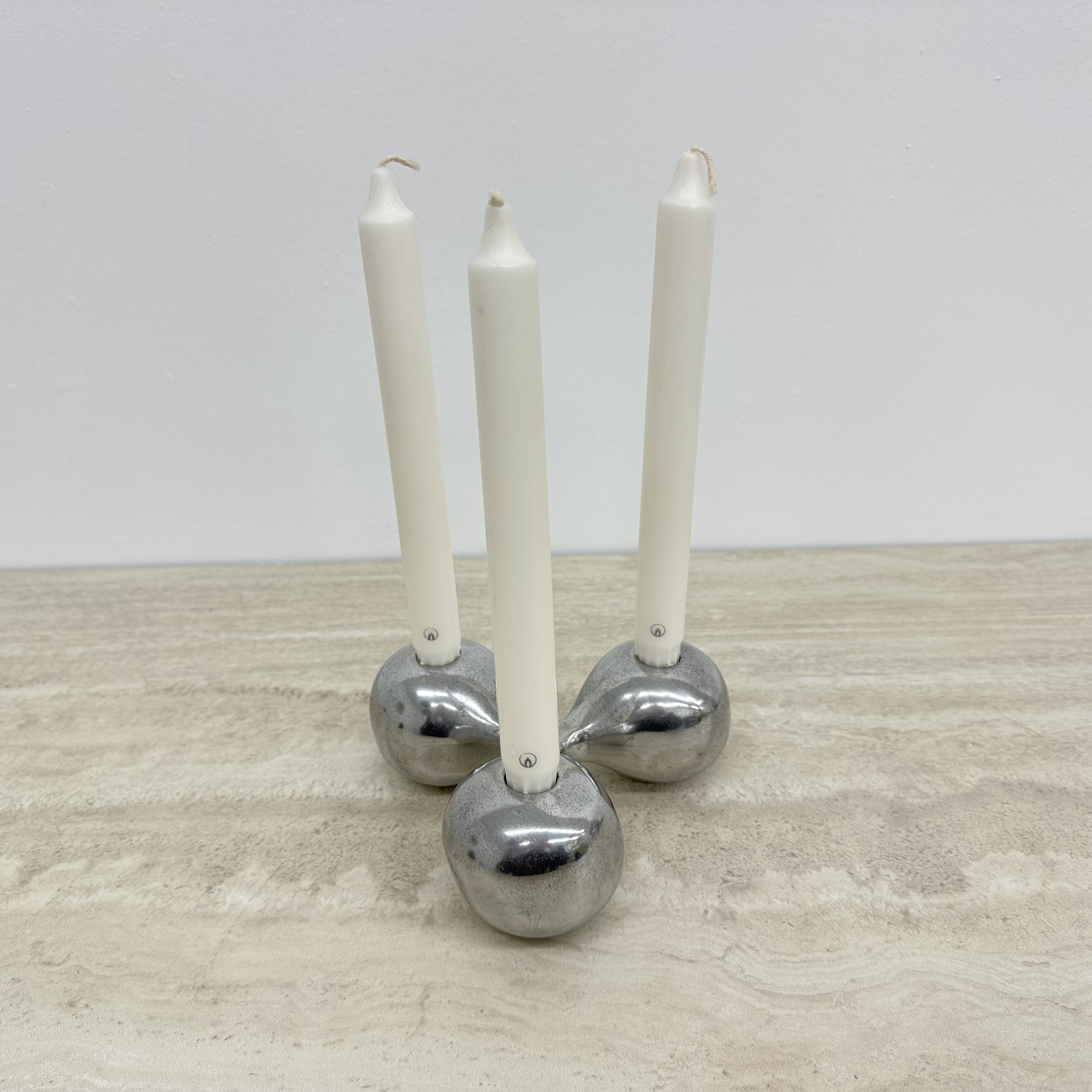 Mid-century design atomic aluminium candle stick ball shaped , 1970s