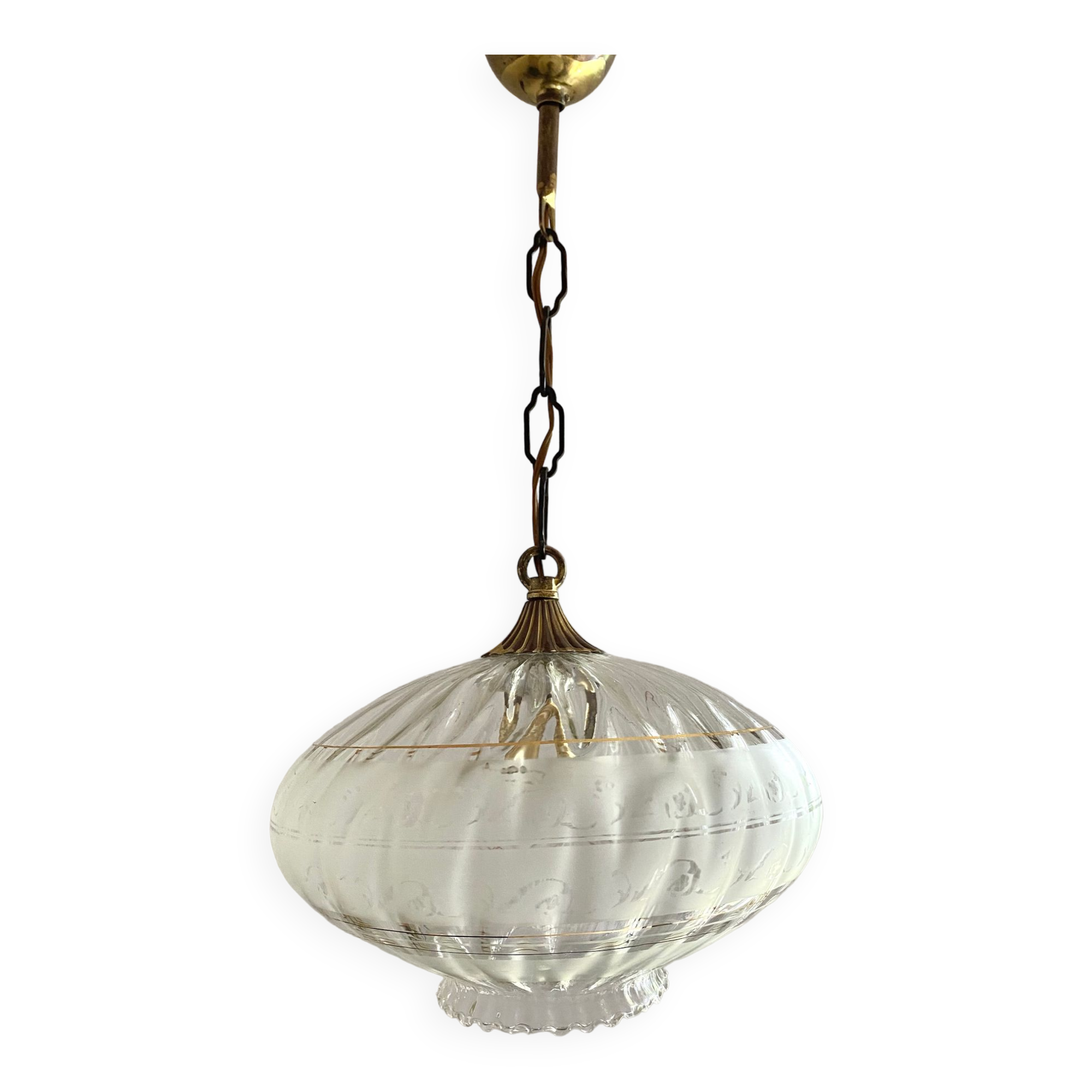 Suspension in glass and gilded metal 60s