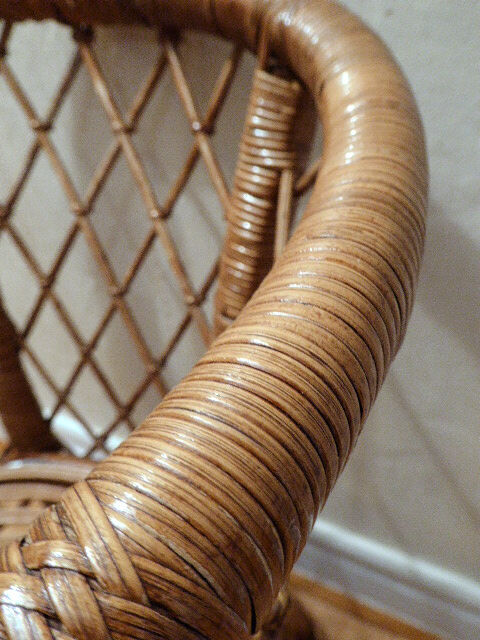Vintage gold rattan armchair