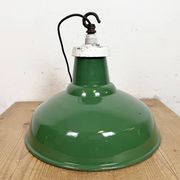 Industrial British Green Enamel Factory Pendant Lamp, 1960s