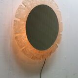 Egon hillebrand round acrylic illuminated mirror with lightening, 1970's germany