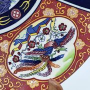 Large Chinese dish signed in Imari porcelain decorated with peacocks and flowers 1970 Vintage