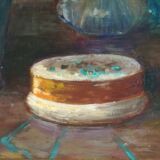 Huile sur panneau nature morte