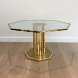 Designer coffee table in brass and glass